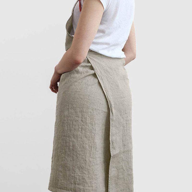 LinoeLina Lithuanian Linen Apron Round Neck Type (Oatmeal)