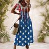 Women Plus Size V Neck Short Sleeve Polka Dot Printed White Black Straight Maxi Dress