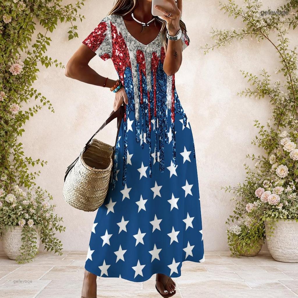 Women Plus Size V Neck Short Sleeve Polka Dot Printed White Black Straight Maxi Dress