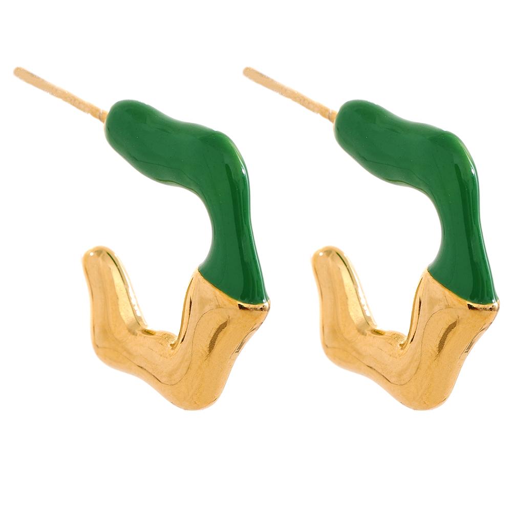 

Yhpup Colorful Enamel C Shape Geometric Stainless Steel Candy Fashion Y2K Summer Earrings Women Waterproof Gold Color Jewelry