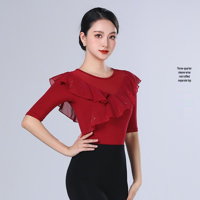 2026 Women's Sequin Ruffle Leotard - High-End Spring/Summer Figure Training & Etiquette Outfit