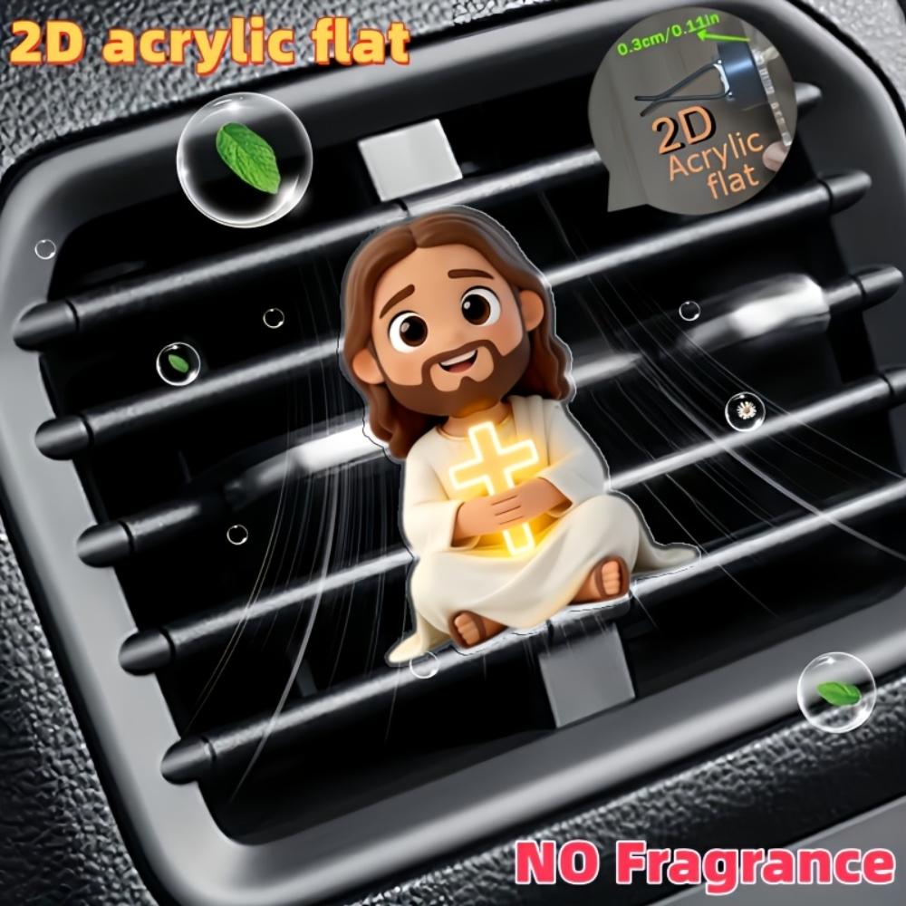 2D flat prayer car vent clip decorative diffuser (fragrance not included), car interior decoration, aromatherapy clip, ideal for holiday gifts