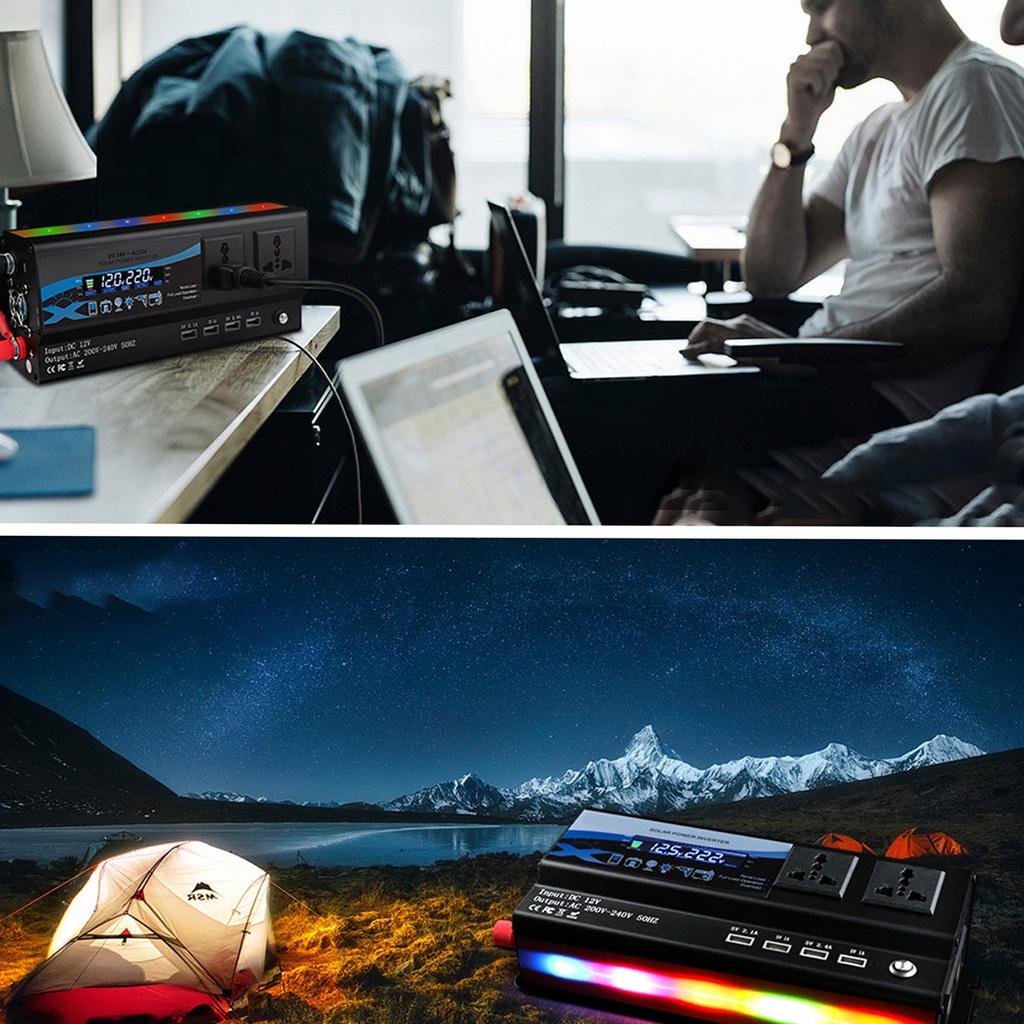 5000W/6000W Modified Sine Wave Inverter Voltage Transformer DC12V/24V To AC 220V Car Power Inverter LCD Luminous 4 USB