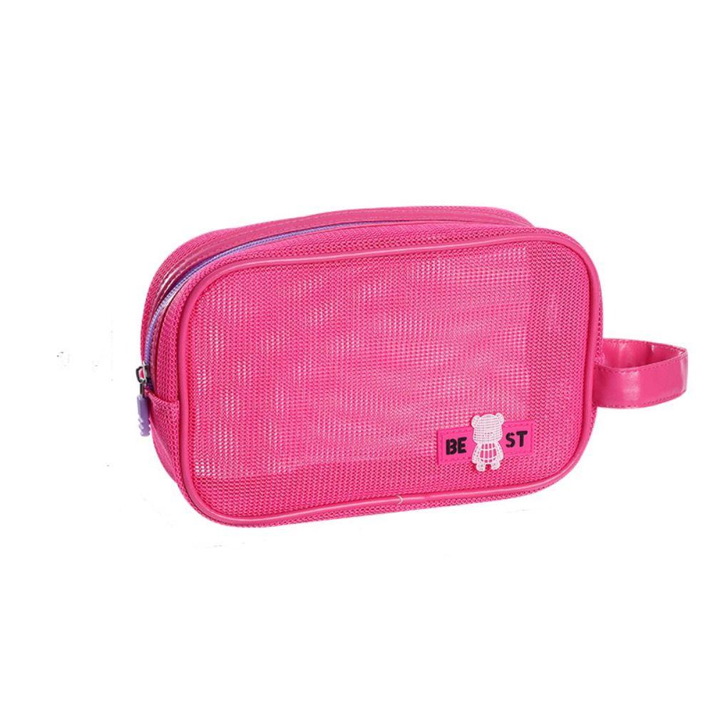 Zipper Mesh Makeup Bag Large Capacity Toiletry Storage Bag Casual Transparent Cosmetic Bag  Holiday