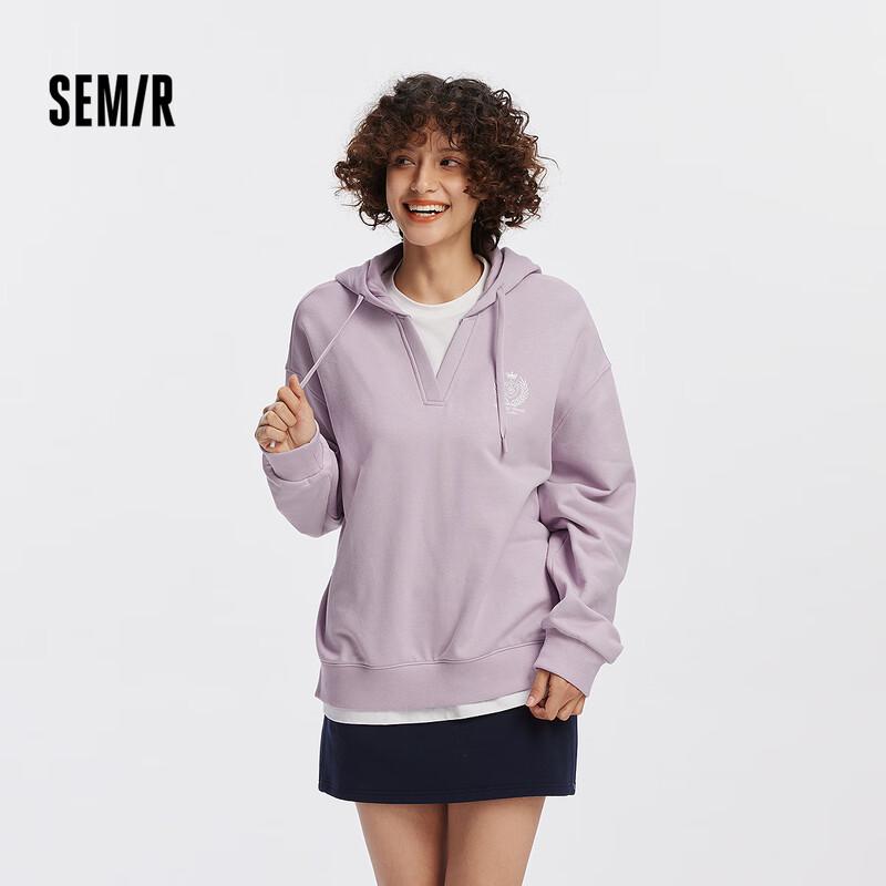

Semir Women s Oversize Hooded Faux Two-Piece Embroidered Sweatshirt L