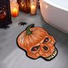 Halloween Welcome Doormat Half Circle Spider-Web Bat Skull Pumpkin Shape Floor Mat Non-Slip Entrance Mat for Front Door Porch Home Decoration