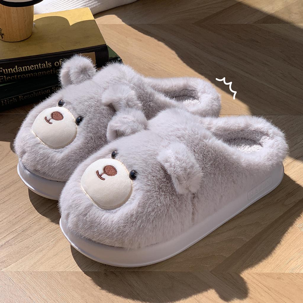 Cartoon Women Home Slippers Plush Warm Thick Bottom Slides Cute Soft Non-slip Slippers Indoor Outdoor Men Casual Slippers