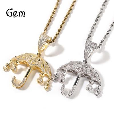 European and American Fashion Inlaid Zircon Umbrella Pendant Hiphop Personality Creative Hip Hop Necklace