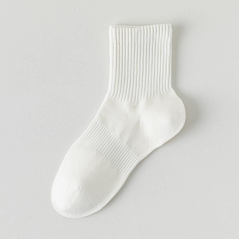 Female Summer Solid Color Cotton Tube Anti Pilling Boneless Seam Head Tube Socks