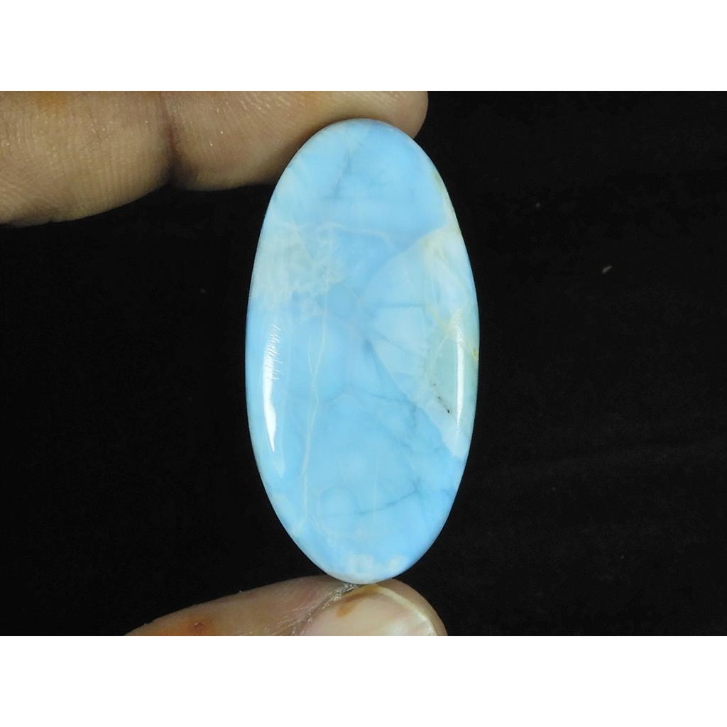 19X38X06 MM Natural Blue Larimar Oval Shape Cabochon Loose Gemstone 45Cts. LR-34