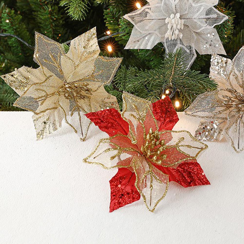 Julblomma Tyg+Plastblomma Diameter 18cm