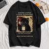 2025 Before Coffee I Have Everyone Printing Retro Basics Tee Men Cotton Hip Hop T-Shirts Trendy Sport T Shirt Unisex Loose Top