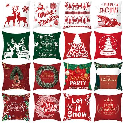 Foreign Trade Christmas Elk Pillow Cover Home Gift Cushion Cover Fabric Sofa Pillow Cover