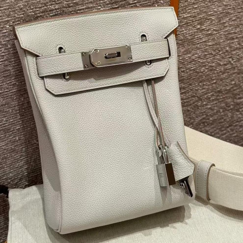 H Home Head Layer Cowhide Togo Lychee Pattern Chest Bag 26 Steel Hardware Men's Women's Universal Leather Waist Diagonal Shoulder