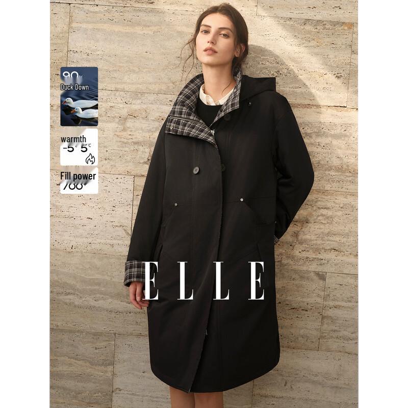 ELLE Women s Spliced Plaid Down Jacket L