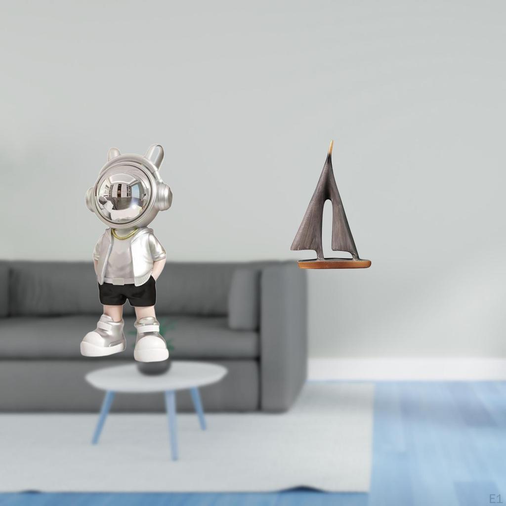 Astronaut Sailing Boat Statue Tabletop Ornament Creative Modern Decorative Figurine for Fireplace