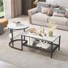 Ins style light luxury parent-child coffee table, living room storage edge table set,black