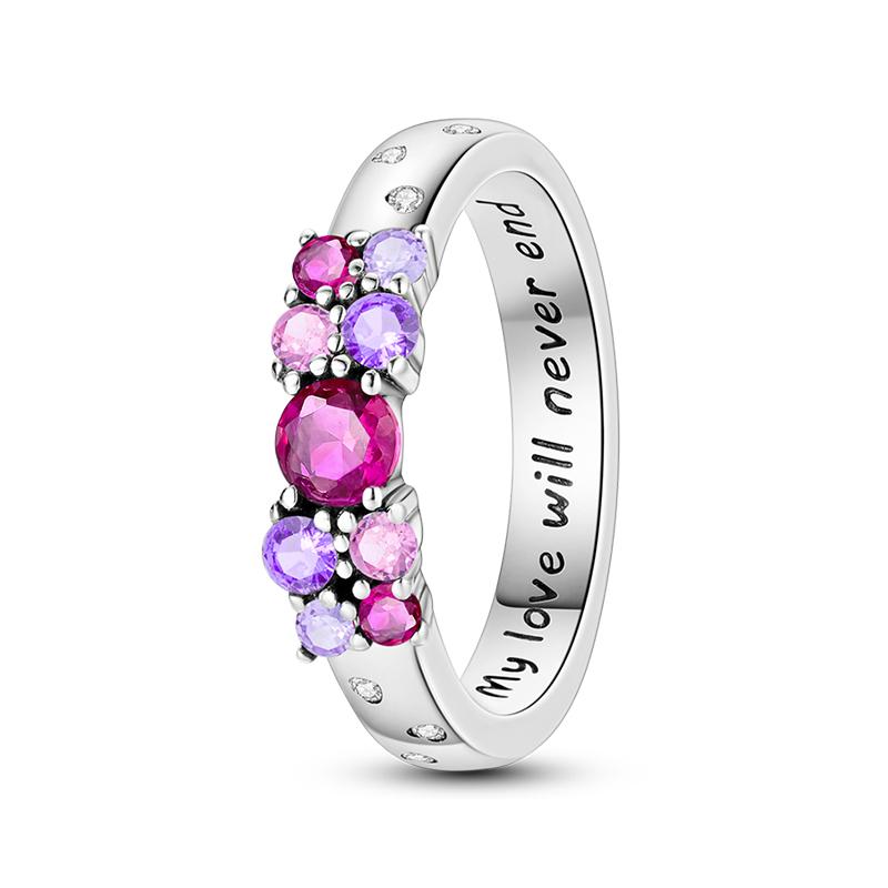Rings 925 Silver Star Moon Colorful Sparkling Zircon Simple Rings For Women Exquisite Wedding Engagement Birthday Jewelry Gifts