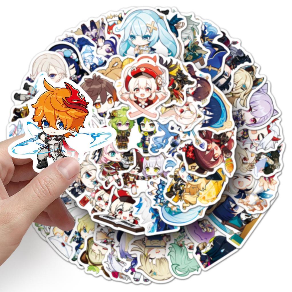50 Chibi Genshin Impact Sticker - Cartoon Kawaii Spiel Dekoration für Thermobecher und Notizbücher
