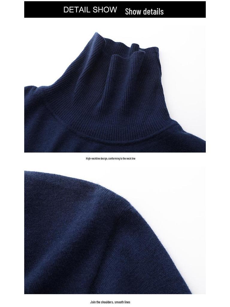 Brand Tagless Men's Cashmere High Collar Windproof Sweater - Warm & Versatile for Autumn/Winter