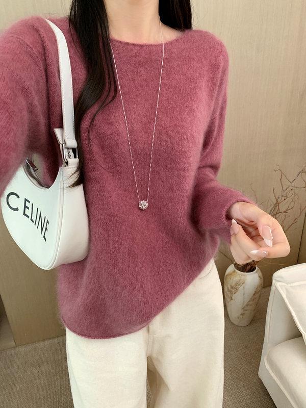 Autumn/Winter Women's Round Neck Brushed Wool Loose Fit Knitted Sweater