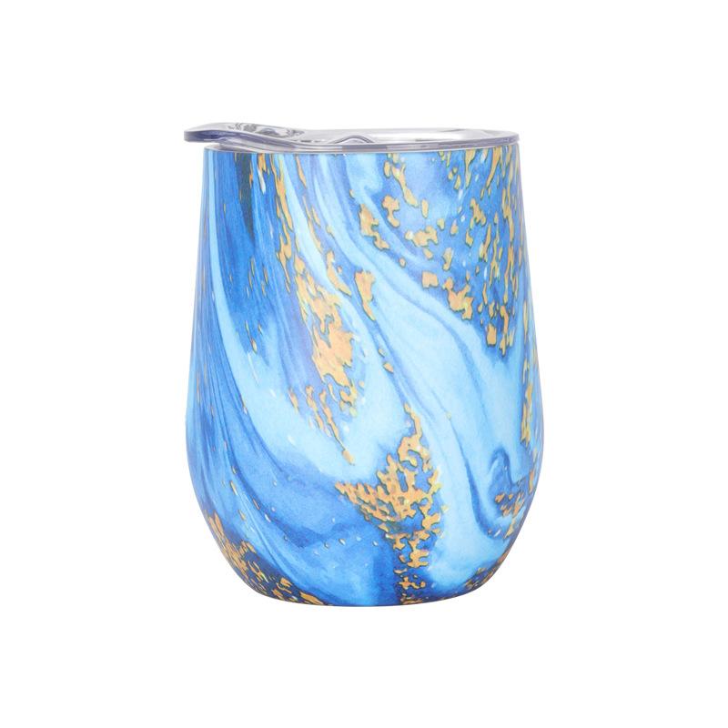 12oz Egg Shaped Wine Tumbler Double Wall 304 Stainless Steel Insulated Beer Coffee Cup with Splash Lid