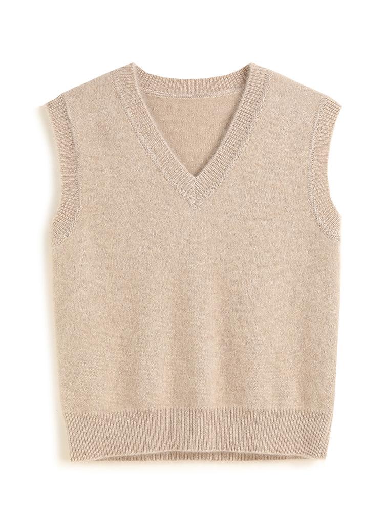 Women's Cashmere V-Neck Sleeveless Vest & Shawl Knit Sweater - Autumn/Winter Collection
