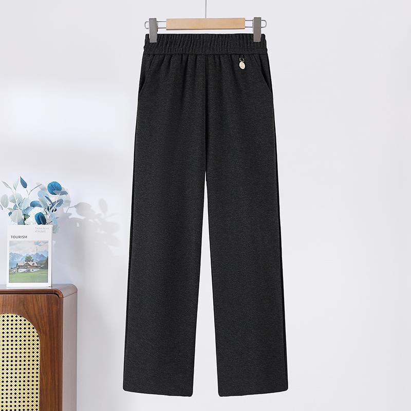 2024 Fashionable High-Waisted Woolen Pants for Middle-Aged & Elderly Women - Elastic Waist, Loose Fit, Plus Size for Autumn/Winter