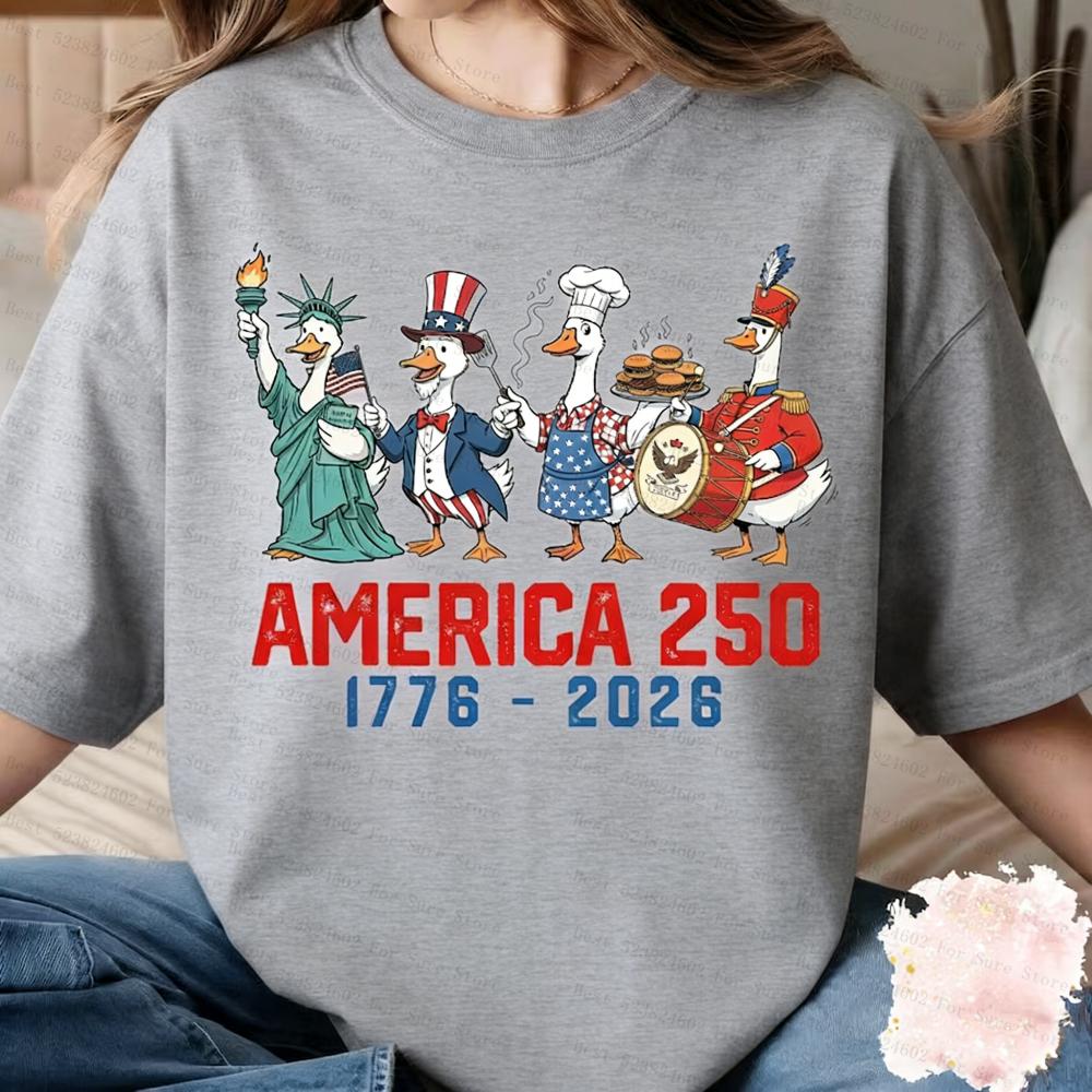 Vintage America 250 Duck Graphic Tshirt 17762026 USA Independence Day Tee Women Tshirts Unisex Casual Patriotic Short Sleeve Tops