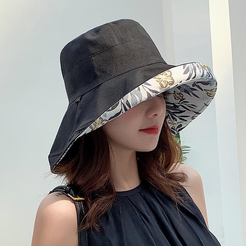 Women's Spring and Summer Sunscreen Sunshade Fisherman Hat Temperament Round Top Beach Hat