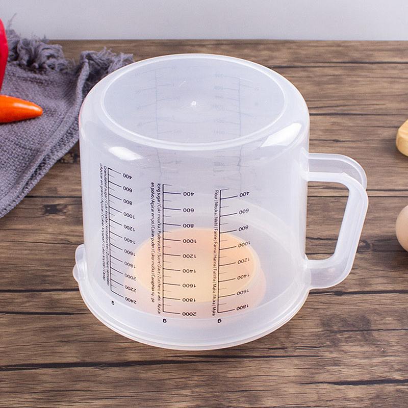 1Pc 2.5L Large Capacity Baking Measuring Cup Scale Kitchen Mixing Bowl With Lid