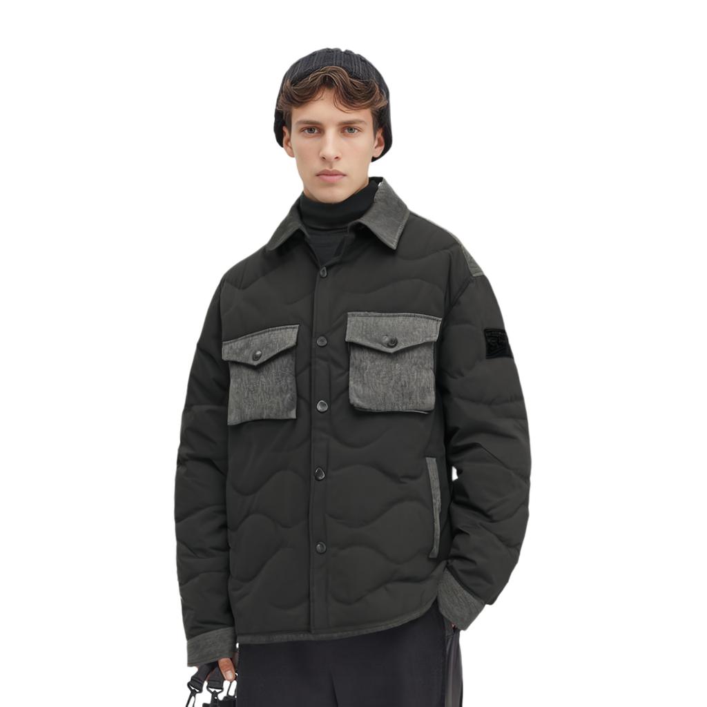 Levis Loose Fashion Lapel Casual Down Jacket Men Jackets Blue Black 002Q1-0001