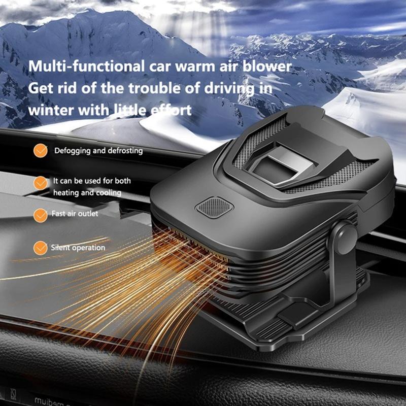 New 2-in-1 12V 200W Car Heater Defroster 360° Rotating Portable Windshield Heater Fast Frost/Fog Removal for All Vehicles