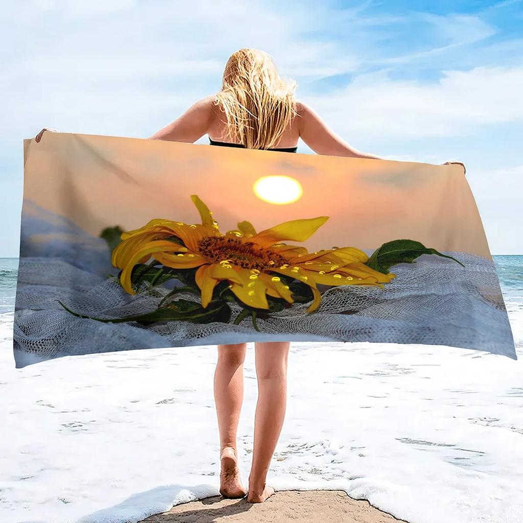 Garden Flower Quick Dry Large Beach Towel, Super Absorbent and Sand Free Pool Towel, Microfiber Portable Sports/Camping Towel