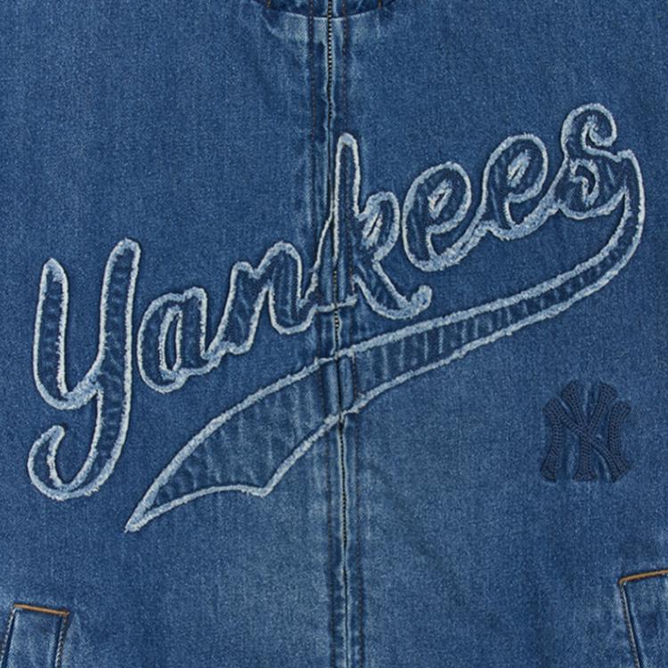 MLB New York Yankees Fashion Hooded Zip-Up Long Sleeve Denim Jacket Unisex Jackets 3ADKB0256-50INS