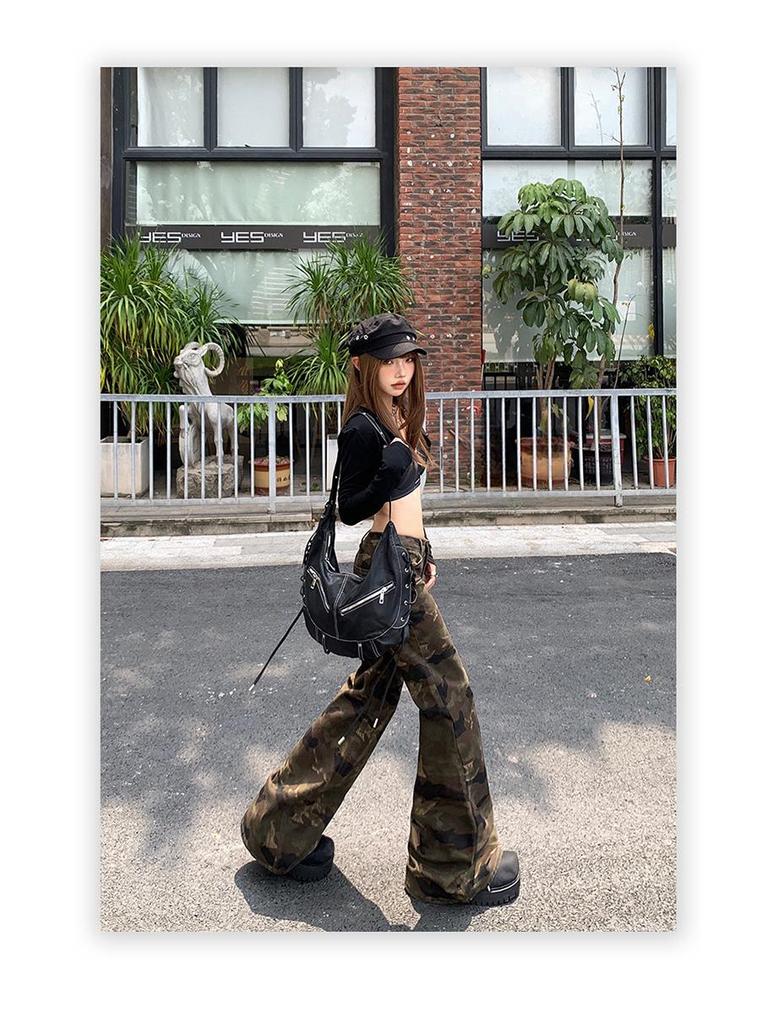 Women's Camouflage Slimming Micro-Flare Jeans - Autumn 2025 Collection