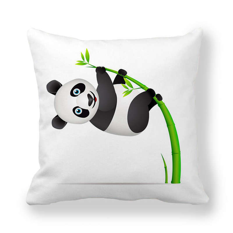 Cartoon Panda Series Patterns Digital Printing Short Plush Pillow Covers For Car Sofa Office Cushion Cover Home Goods