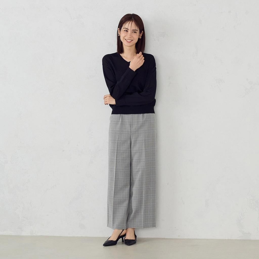 Comme Ca Ism Glen Check Wide Size Size S Pants, 38-52PK51-205, Gray,