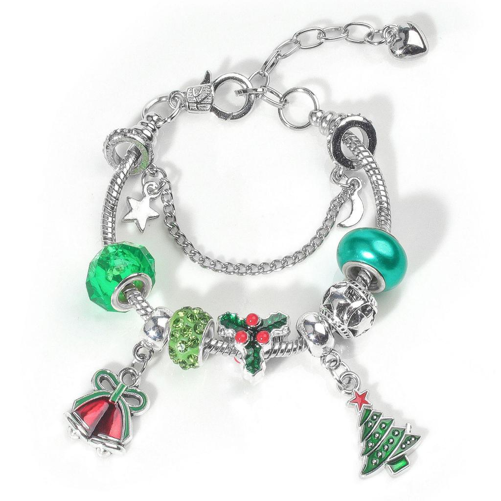 European-American Christmas Snowflake Crystal Beaded Bracelet - Women's Alloy Jewelry