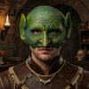 Masque Respirant pour Jeu de Rôle Reptile, Masque Lézard Vert d'Halloween, Masque Réaliste Texturé Demi-Visage, Mousse PU Accessoire de Costume Détaillé, pour Fêtes