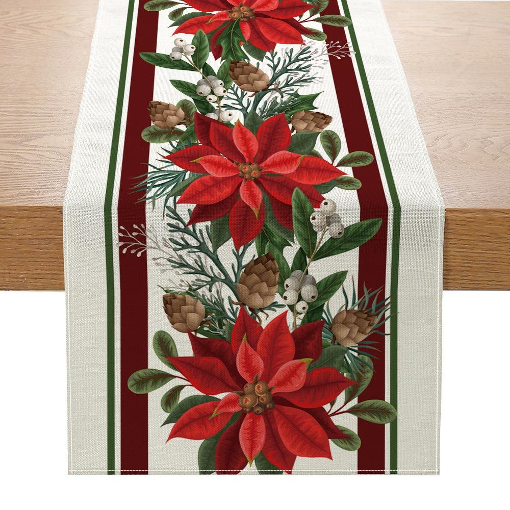 

Elk Tree Printed Christmas Table Runner Xmas New Year Скатертина Різдвяний прапор Скатертина Party 2