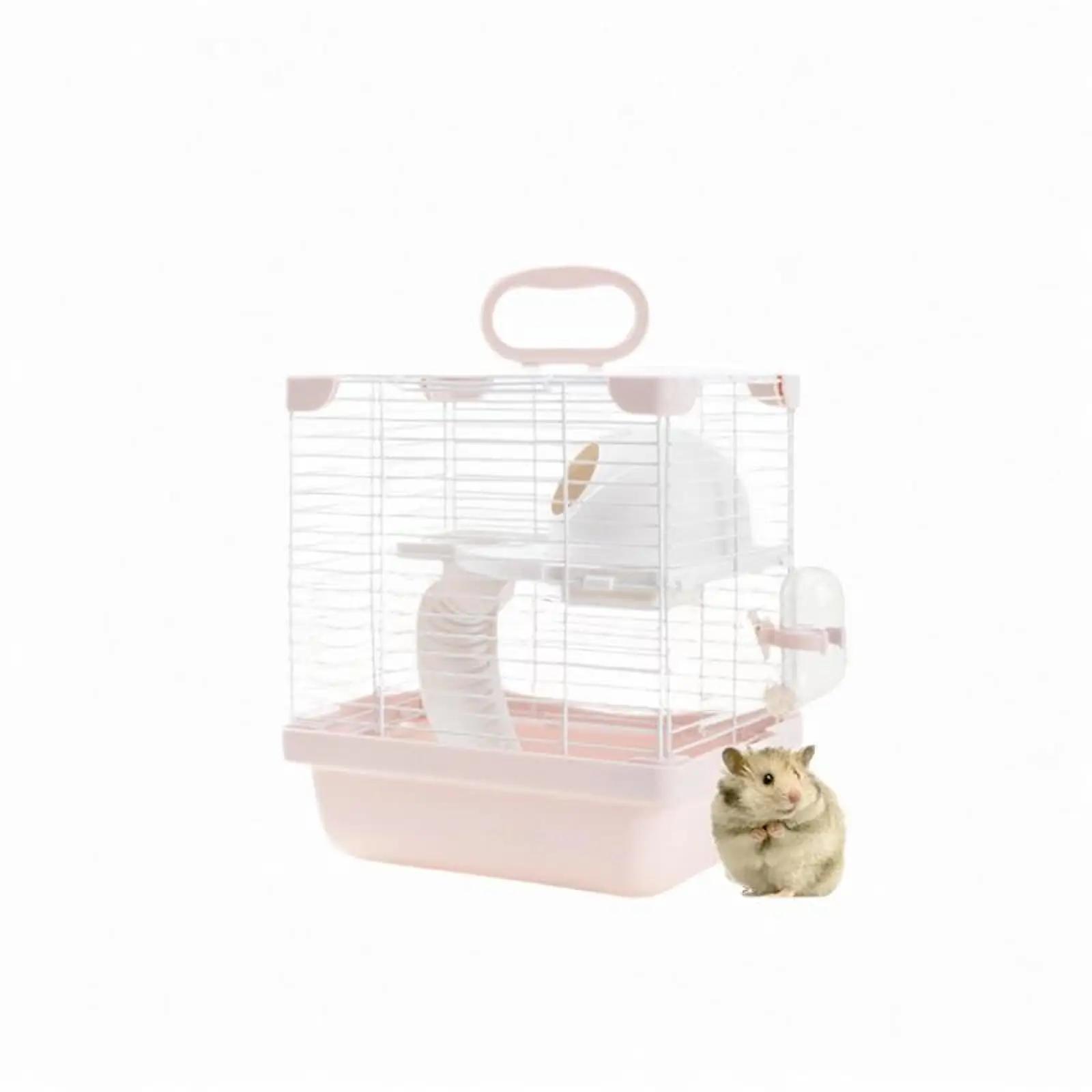 

2 Tiers Hamster Cage Enclosure Travel Cage High Chassis Design Detachable Bottom Double-decker villa basiccagetwo-storyplatform