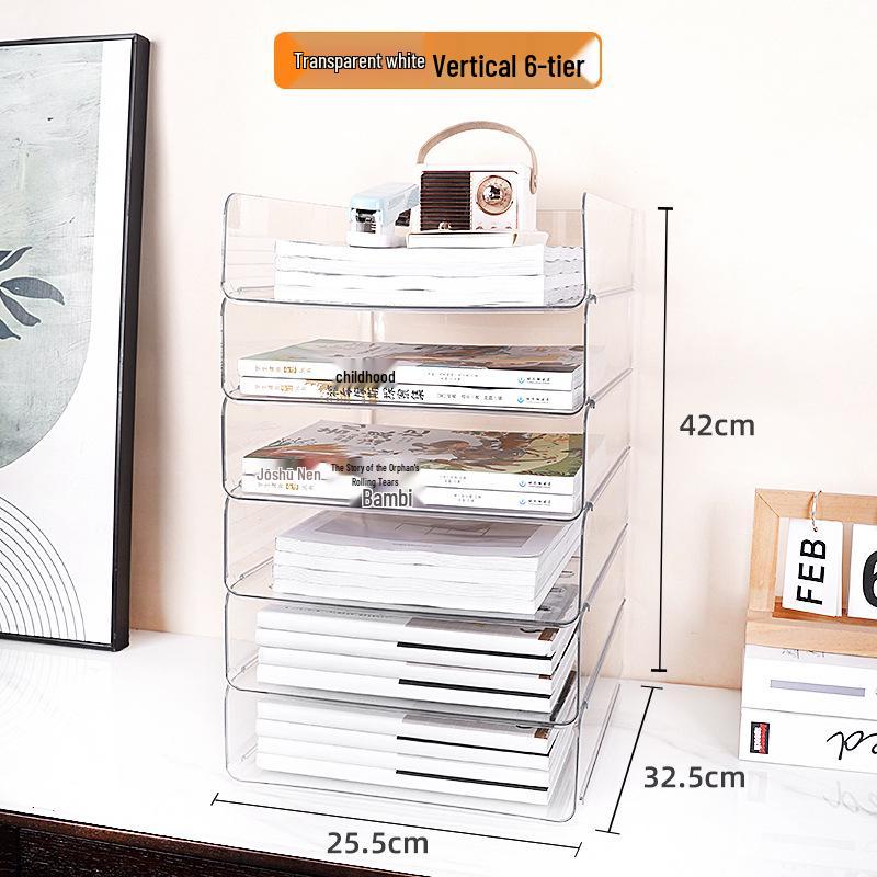 Acrylic Multi-Layer A4 Desktop Document Organizer - Transparent Stackable File Holder