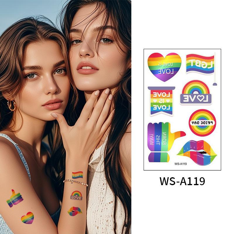 Rainbow Tattoo Stickers Love Color Prints Tattoo Rainbow Day Holiday Party Celebration Temporary Tattoo Stickers