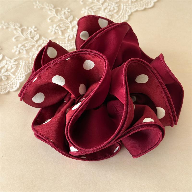 

Vintage Polka Dot Scrunchies Large Hair Tie for Women Aesthetic Ponytail Holder Fashion Hair Accessory red