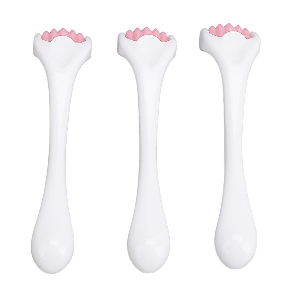 3 Pcs Face Muscle Massage Roller Deep Relaxation Relieve Fatigue Silicone Facial Eye Massage Roller Pink