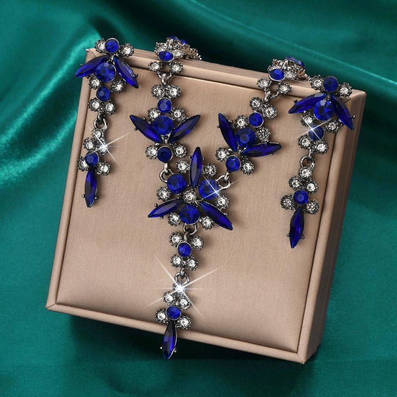 BLINGBAY Women's Jewelry Set Fairycore Romantic Wedding Bridal Accessories Retro Rhinestones Elegant Necklace Earrings Set Women's Modern Jewelry Gift