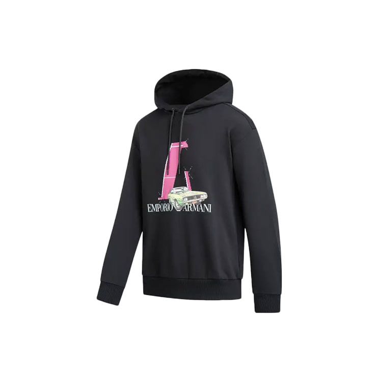 Emporio Armani Ss22 Logo Print Hooded Long Sleeve Sweatshirt Men Sweatshirt Black 3L1M8Q-1JW3Z-0999