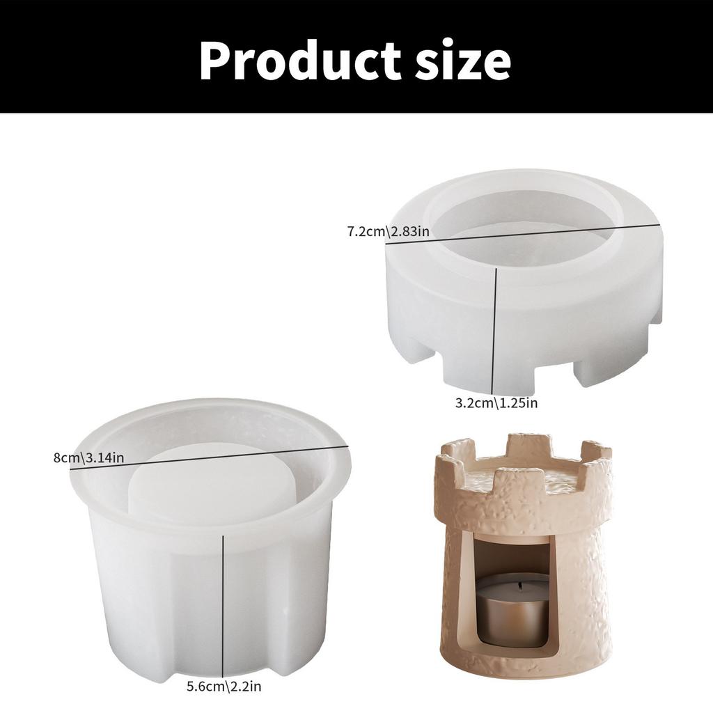 Silikonová forma na svícen ve tvaru hradu, ozdoba, sádrové formy, silikonová textura, vhodná pro výrobu svícnu, ozdoby