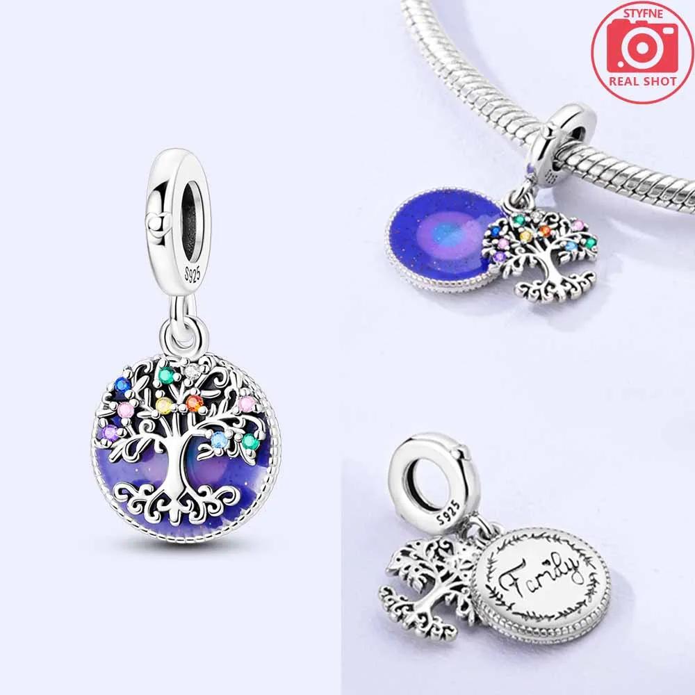 Pink Heart Zircon Hug Mother Son Tree Of Life Beads Fit Original Real Copper Stylish Bracelet Diy Mother'S Day Gift Jewelry Item